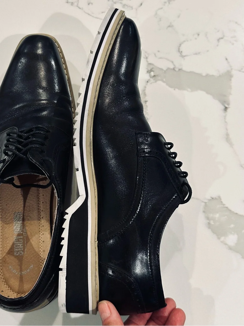 Stacy Adams Barringer Black Leather Plain Toe Oxford Dress Shoes Mens 9.5